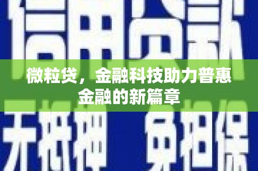 德宏微粒贷，金融科技助力普惠金融的新篇章