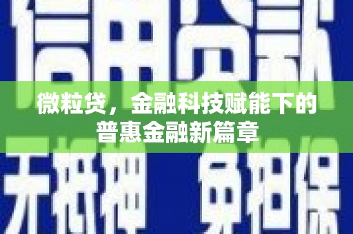 德宏微粒贷，金融科技赋能下的普惠金融新篇章