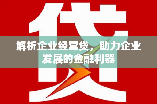 德宏解析企业经营贷，助力企业发展的金融利器