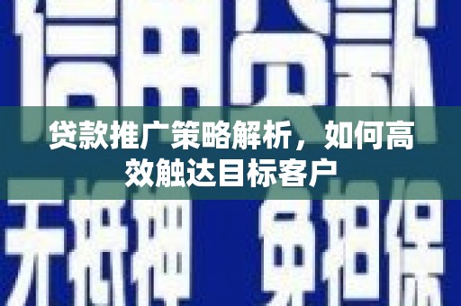 德宏贷款推广策略解析，如何高效触达目标客户
