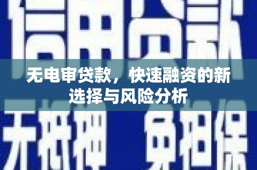 德宏无电审贷款，快速融资的新选择与风险分析