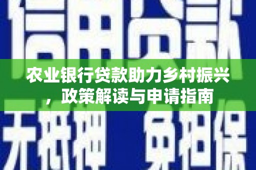 德宏农业银行贷款助力乡村振兴，政策解读与申请指南